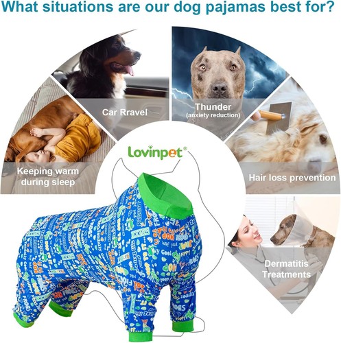 LovinPet Hunde Pyjama Schlafanzug Body Pitbull Kleidung Operation Erholung für große Hunde - Bild 4 von 6