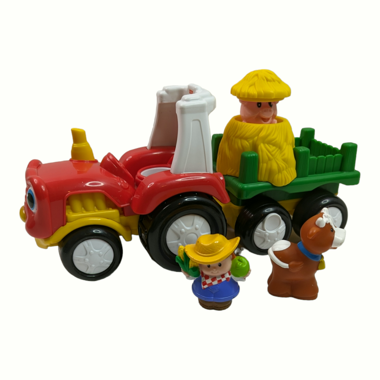 2007 Fisher Price Little People Tow n Pull Tractor with Farmer and Cow ...