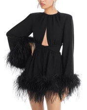 The New Arrivals by Ilkyaz Ozel Ornella Feather Dress $2350 Size 38 # 10A 2713 N