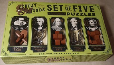 Professor Puzzle - Great Minds Set of Five Wooden & Metal Puzzles Kepler Edison