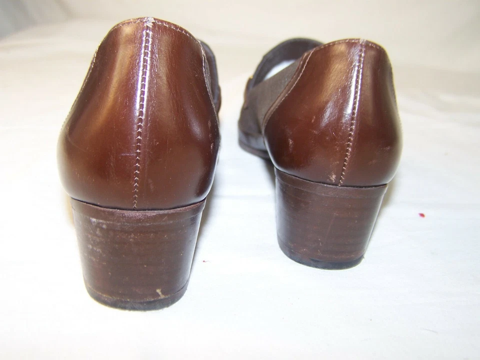 Rangoni Italia Zapatos Mujer Marrón Sin Cordones Mocasines 8 4A Estrecho Cuero Tela Foto 3 de 4