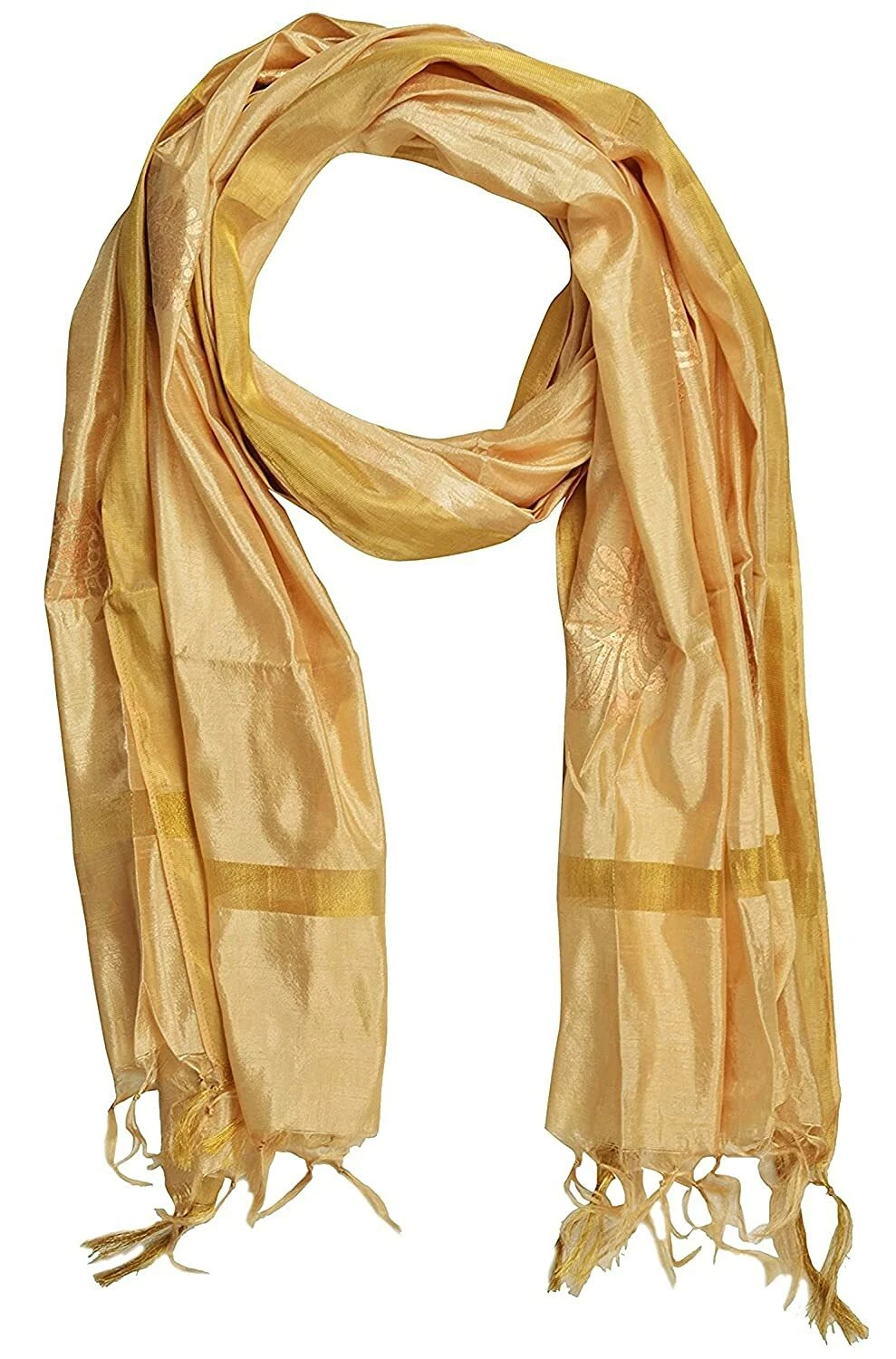 Women & Girl Silk Blend Beautiful Dupatta Ethnic Dress Chunni Shawl Gold