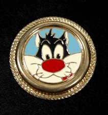 1994 Retro Sylvester The Cat Warner Brothers Round Scarf Clip