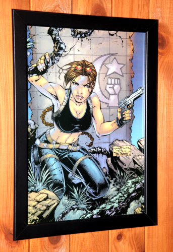 Tomb Raider Witchblade Lara Croft ancienne rare petite affiche promo/page publicitaire encadrée - Photo 1/7