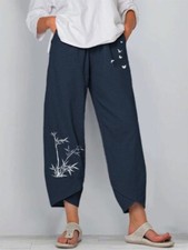 Plus Size Trousers Summer Womens Ladies Cotton Linen Baggy Casual Harem Pants