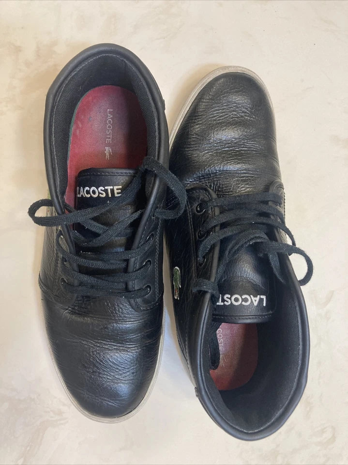 Botas de cuero negras Lacoste para hombre, con cordones talla 10,5 Foto 4 de 4