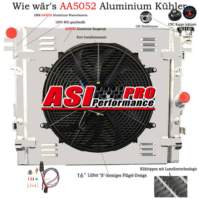 3Reihig Aluminium Kühler+Lüfter Relay Für 07-17 Jeep Wrangler JK 3.6L/3.8L V6 DE