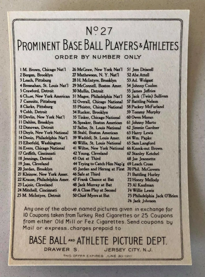 1911 T3 Turkey Red Reprint - 1982 Renata Galasso - Choose Player From List  - Image 4 of 4