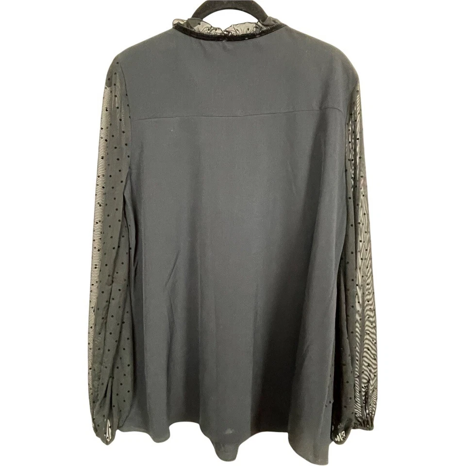 Blusa Juicy Couture M Negra Punto Suizo Manga Transparente Cuello Atado Gótico Cachicho Foto 4 de 4