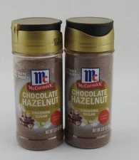2 New 2025 Limited Edition McCormick Chocolate Hazelnut Finishing Sugar, 3.61 oz