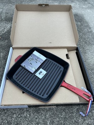 Staub Enameled Cast Iron American Square Grill 11 3/4  30cm Cherry Red