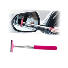 Car Rearview Mirror Wiper, Retractable Auto Glass Squeegee, Water Cleaner Pink