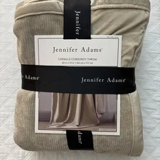 Jennifer Adams Luxe Chenille Corduroy Throw In Tan 60 inch x 70 Inches NWT