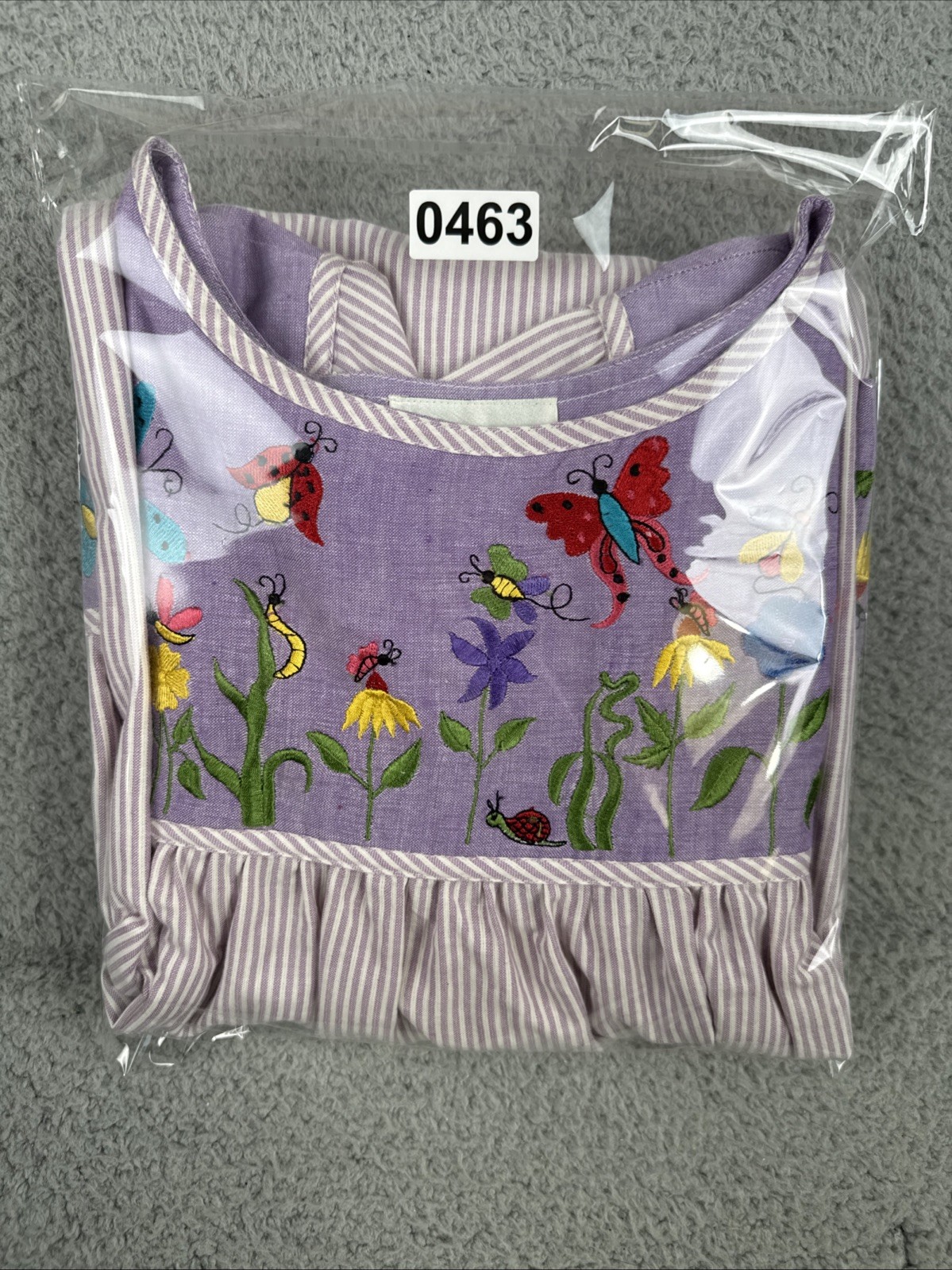 Quacker Factory Size S House Dress Purple Embroidered Garden Flowers Butterfly