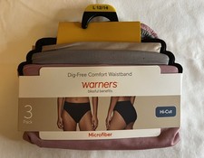 Warners Blissful Benefits Women's Dig-Free Breathable Microfiber 3Pack Hi-Cut L