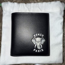 NWT Kenzo Paris Leather BiFold Wallet Black With 3 Cards Slots And Coin Purse