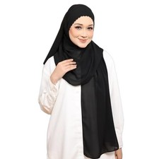 Black Chiffon Fashion Long Shawl Lace Hijab Scarf hijabi fashionable muslim
