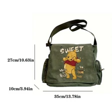 Vintage Disney Winnie the Pooh Canvas Shoulder Bag Large Capacity Crossbody