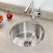 Houzer CF-1830-1 Club 18" Undermount Single Round Bowl Bar Sink with Strainer