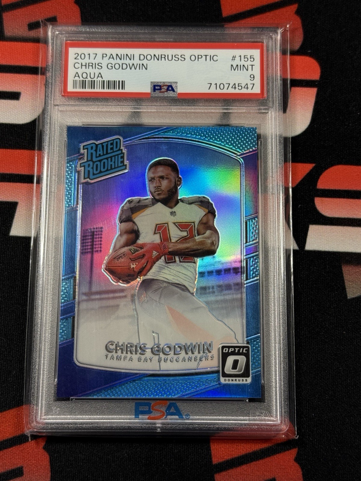 2017 Donruss Optic - Rated Rookie Chris Godwin #155 Aqua Prizm /299 PSA 9