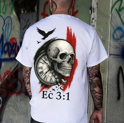 Skull Clock Print Men's T-Shirt
