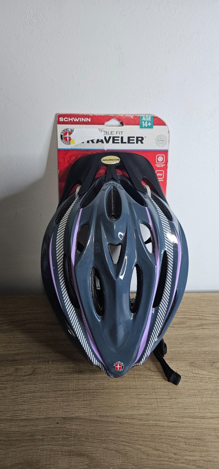 (New) Schwinn Adult 14+ Bicycle Helmet Gray & Purple Traveler SW77968-2 (16.50 USD)