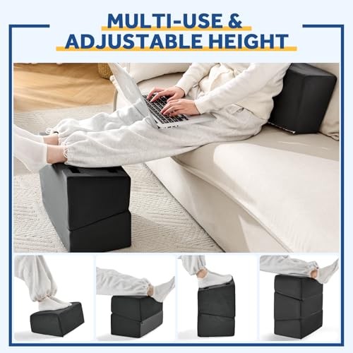 Podnóżek pod biurkiem w pracy, regulowany podnóżek do krzesła biurowego i czarny - Zdjęcie 5 z 8