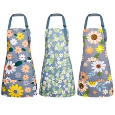 3 Pack Floral Aprons with Pocket, Blooming Womens Aprons Waterproof Adjustabl...