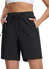 TACVASEN Women's Hiking Shorts Quick Dry Lightweight 8" Water X-Large, Black 