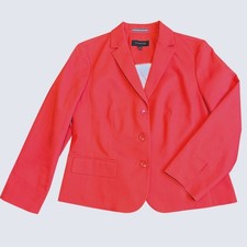 Talbots Cotton Stretch Blazer 8 Tomato Lined Notch Lapel Classic Button Red
