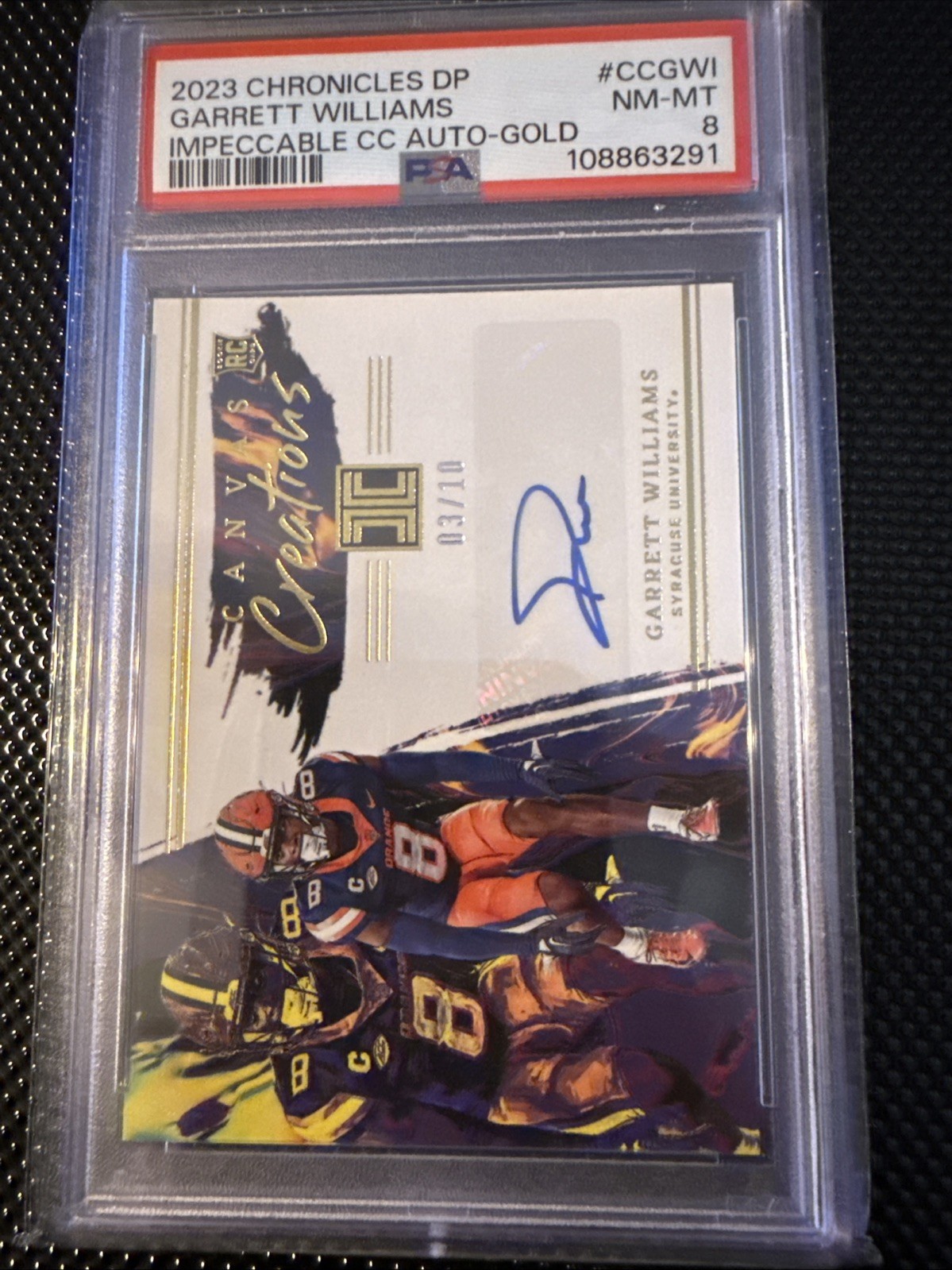 Garrett Williams Panini Chronicles Draft Picks Impeccable Canvas Creations Autographs #CCGWI Gold