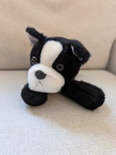Boston Terrier Dog Aurora Mini Flopsie Stuffed Animal Plush Toy 5in Black White