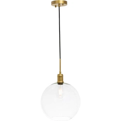 Living District Emett 1-Light Metal Pendant in Brass and Clear Glass - Picture 2 of 9