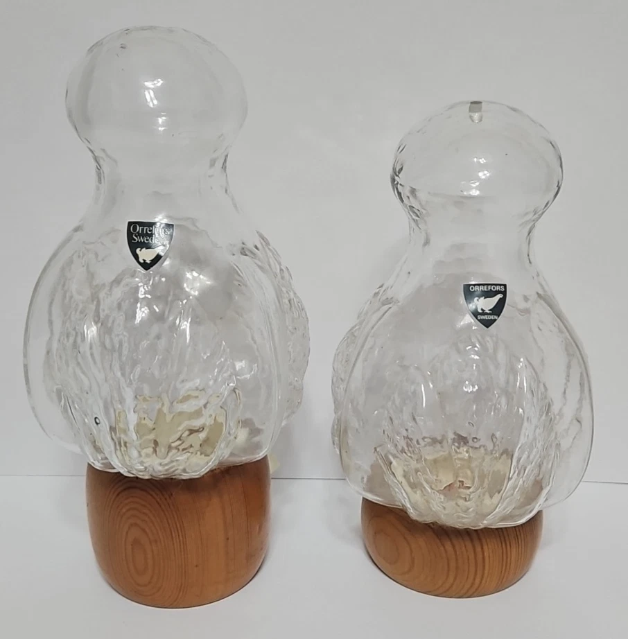 Set Vtg Danish Mid Century Modern Oreffors Glass Teak Salt & Pepper Mill Grinder