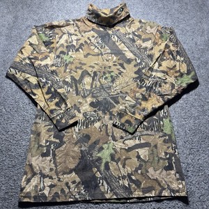Mossy Oak Camo Turtle Neck Shirt Mens XL Long Sleeves Forest Floor Hunting