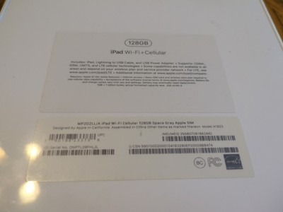 Apple iPad (5th Generation) A1823 128 GB, Wi-Fi + 4G, 9.7 in