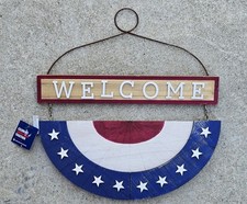 Patriotic 4th of July Flag Americana rustic WELCOME wood sign wall decor