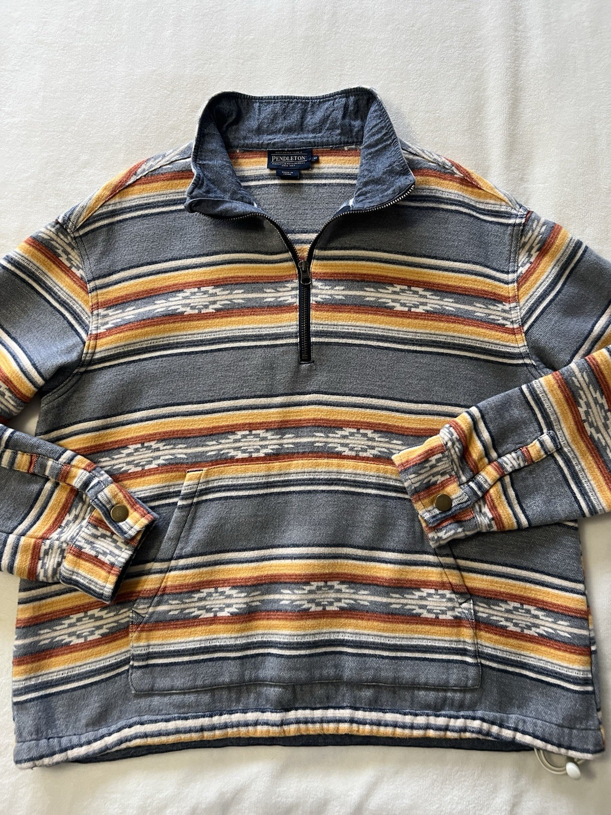 Pendleton Half-Zip Doublesoft Pullover Denim Salt… - image 4