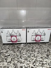 6 NEW Joovy CleanFlow Boob Diamond Glass Baby Bottles 5oz With Blue Sleeve 2170