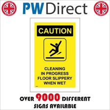 Image of SIGN Caution Cleaning In Progress Floor Slippery When Wet Wet Floor WS474F