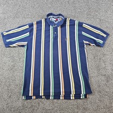 Vintage Tommy Hilfiger Shirt Mens XL Blue Striped Polo 90s Crest Preppy Golf