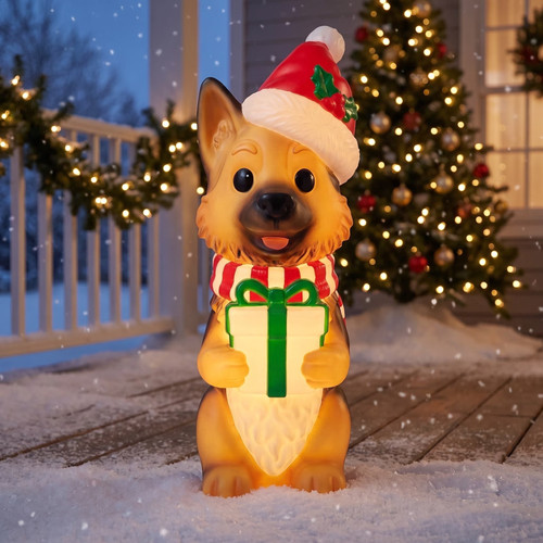 Holiday Time Christmas German Shepherd Dog Light Up Blow Mold