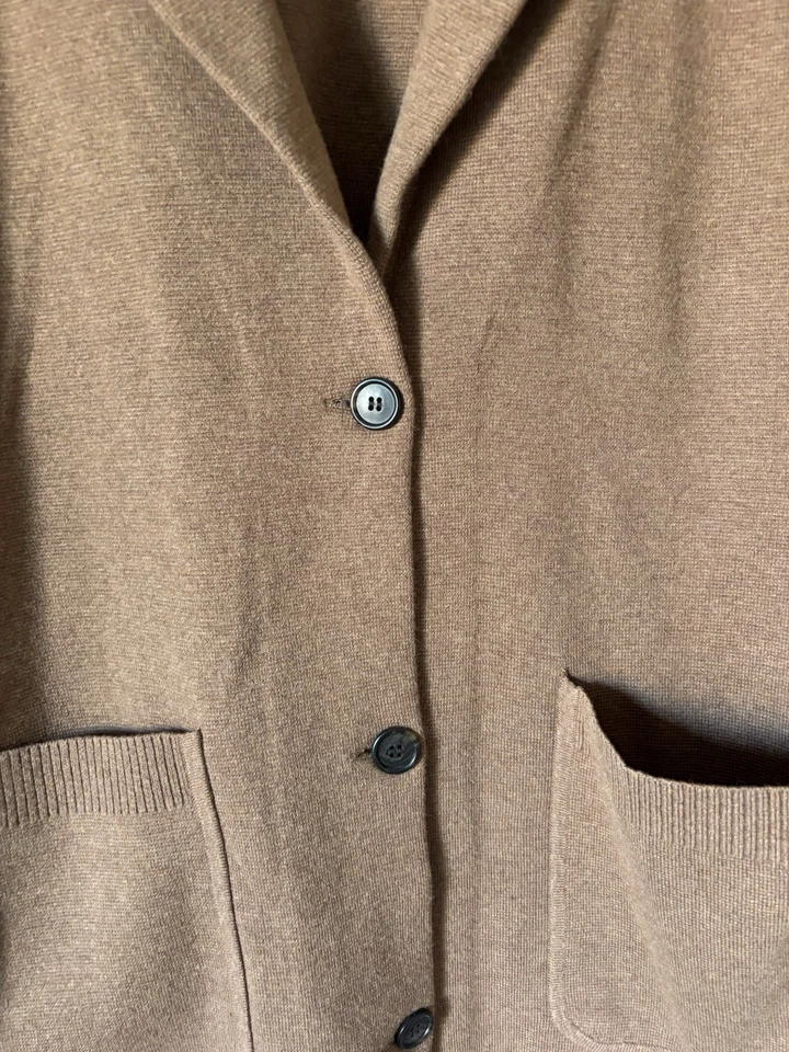 Chaqueta Suéter Madewell XL Mujer Algodón Poli Lana Tostado Bolsillos Abotonados Foto 4 de 4