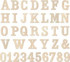 2 Inch 315 Pieces Wooden Letters  Numbers for Crafts Unfinished Wood Alphabe...
