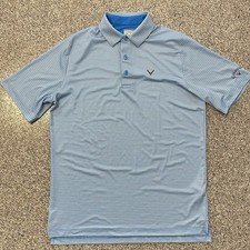 Callaway Opti Dri Swing Tech Golf Polo Mens S Performance Stretch Blue Plaid