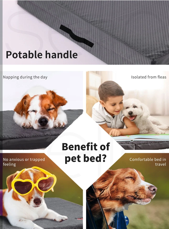 Pawz Pet Dog Calming Bed Memory Foam Foldable Mattress Orthopedic Washable Grey - image 3 of 4