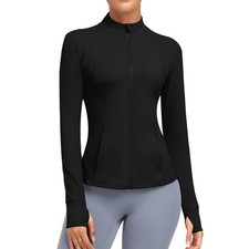 Women's Athletic Full Zip Lightweight Workout Jacket With Pockets Running Sli...