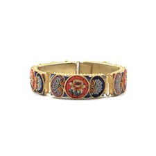 Bracciale 18 cm Mille Fiori metallo dorato mosaico gioielli fatto a mano Italia