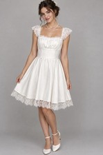 Fairy Milkmaid Dress Satin Lace Corset Back Cottagecore Mini Coquette