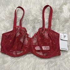 Chantelle 36DDD Bra Red Fleurs Demi Sheer Underwire Back Closure C12M50 NEW 125